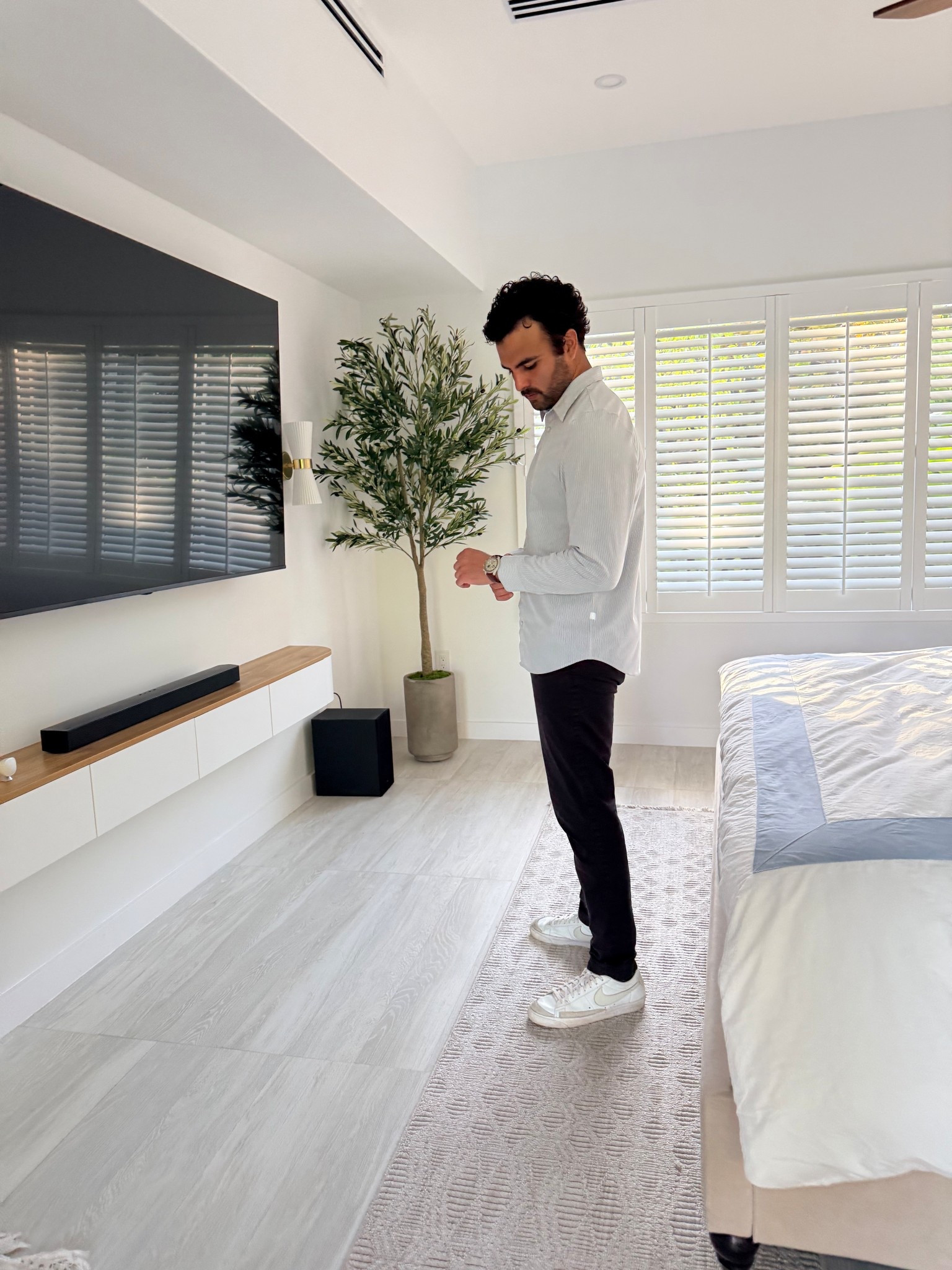 Artificial olive tree
Planter
Floating tv stand 
Men’s outfit

#LTKValentine #LTKMens #LTKHome