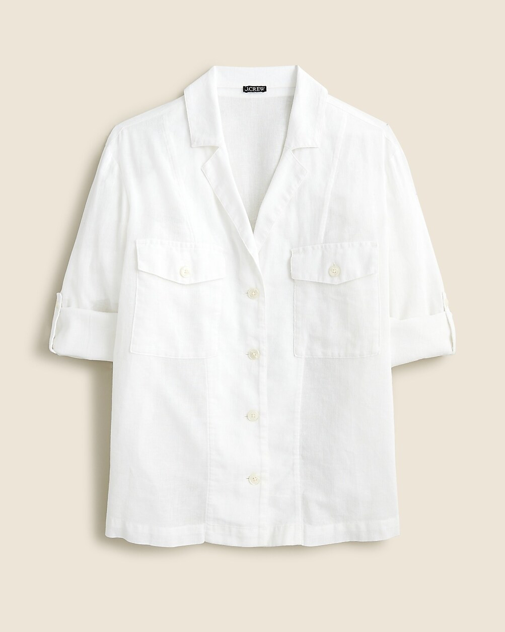 Camp-collar shirt in featherweight linen blend | J. Crew US