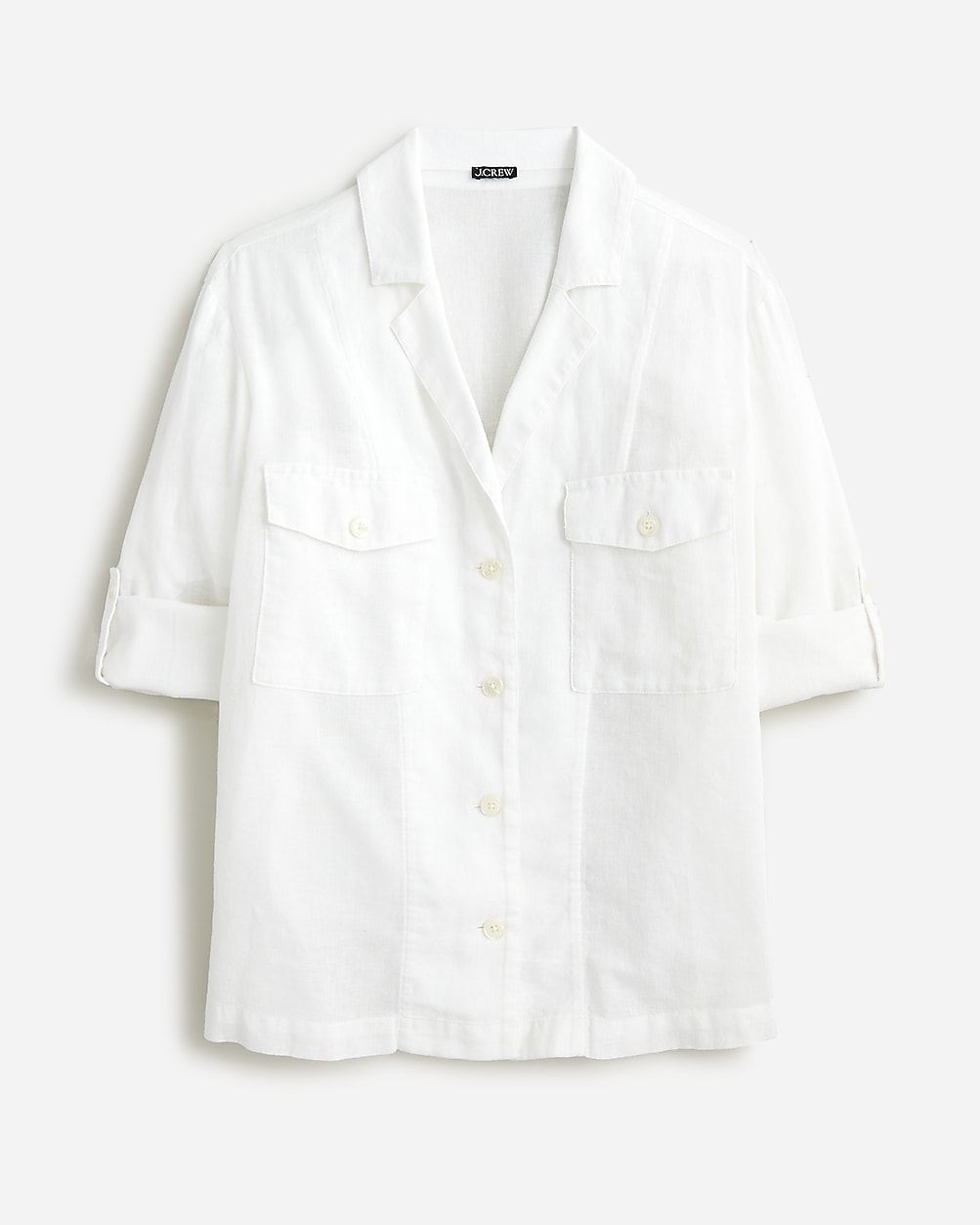 Camp-collar shirt in featherweight linen blend | J.Crew US