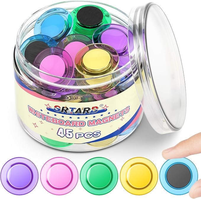 45 Pcs Colorful Magnets for Whiteboard, Round Fridge Magnet, Small Refrigerator Magnet Decorative... | Amazon (US)