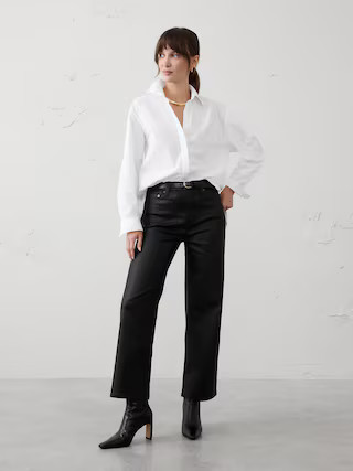 Straight High-Rise Coated Jean | Banana Republic Factory