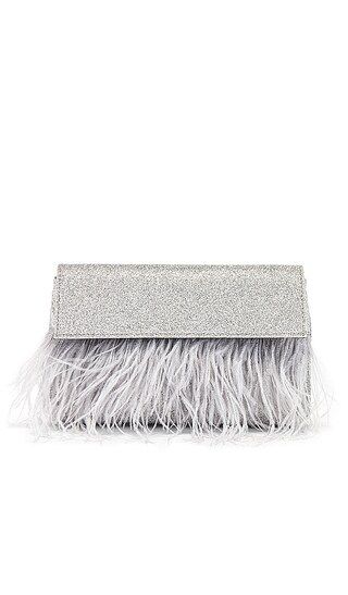 Mia Glitter Feather Trim Shoulder Bag in Silver | Revolve Clothing (Global)