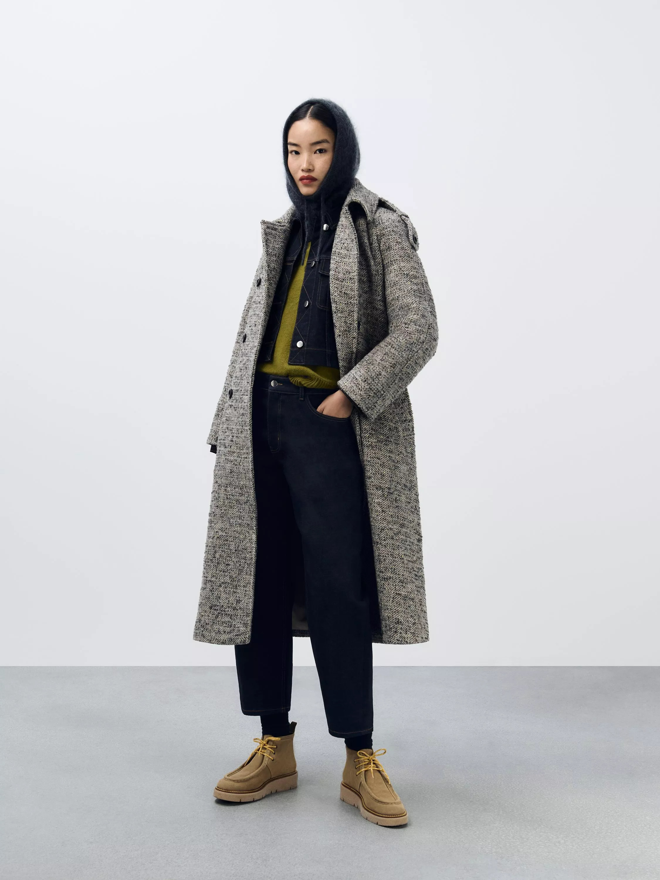 John Lewis Textured Herringbone Wool Blend Trench Coat, Multi | John Lewis (UK)