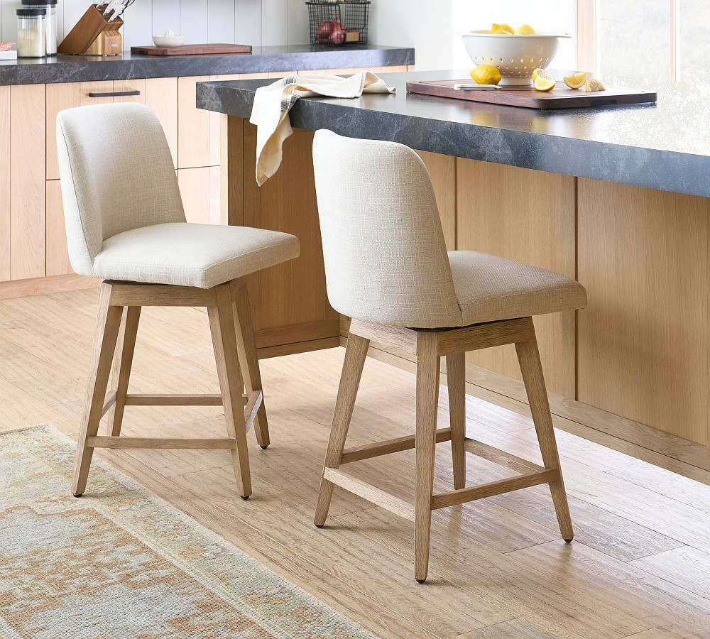Layton Upholstered Swivel Bar & Counter Stools | Pottery Barn (US)