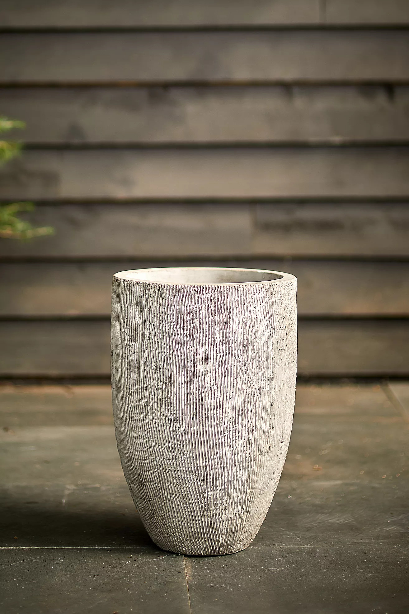 Fiber Concrete Textured Tall Planter, 14" | Anthropologie (US)