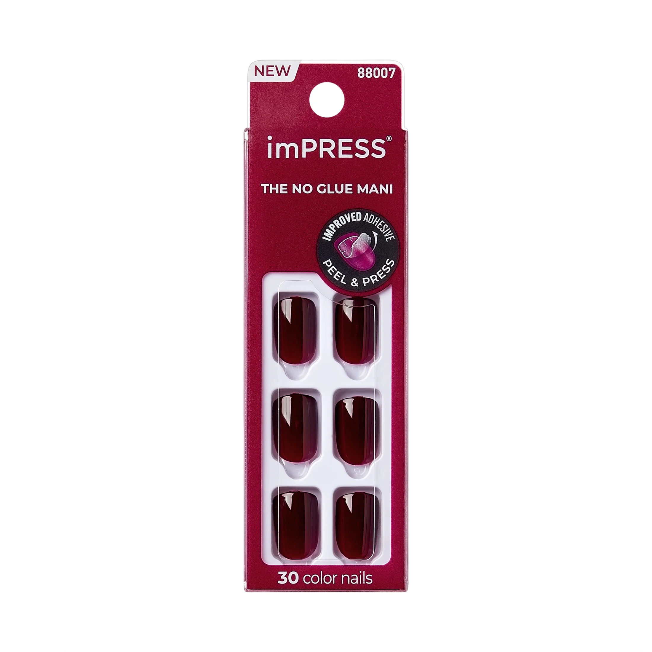 KISS imPRESS  Press on Nails, Cherry Up, Red, Short Squoval, 30 Count | Walmart (US)