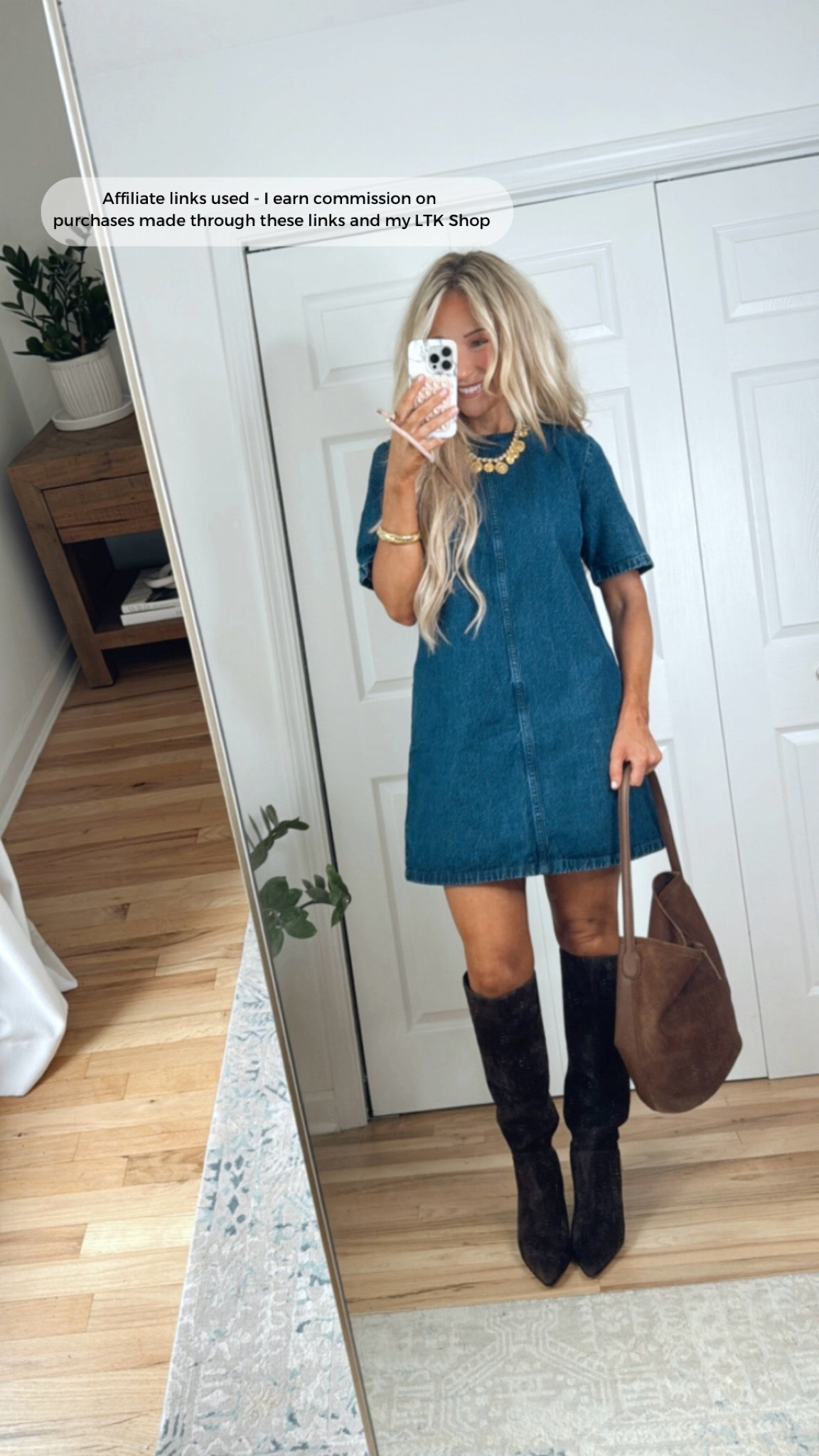 Denim dress outfit for fall 🍂🍁