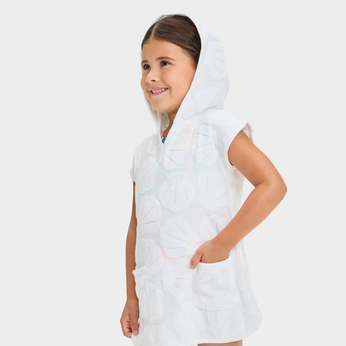 Toddler Girls' Towel Terry Seashell Embossed Cover Up Dress - Cat & Jack™ White | Target