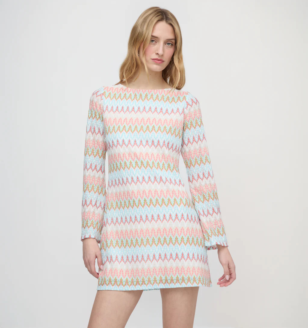 The Nathalie Dress - White Multi Smooth Shimmer Knit | Hill House Home US
