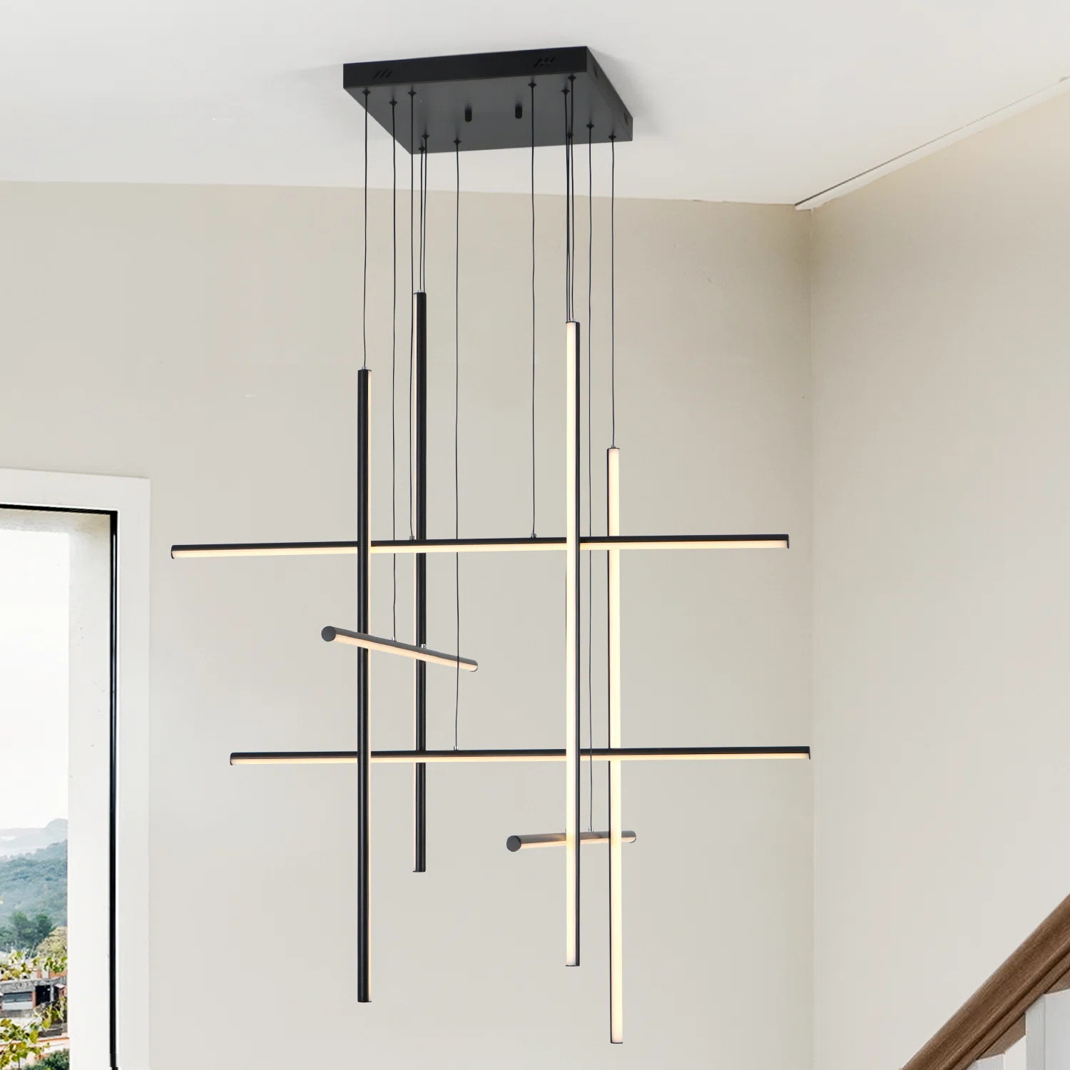 Jakie 8 - Light Modern Chandelier Long Hanging Pendant for High Ceiling with Remote Control | Wayfair North America