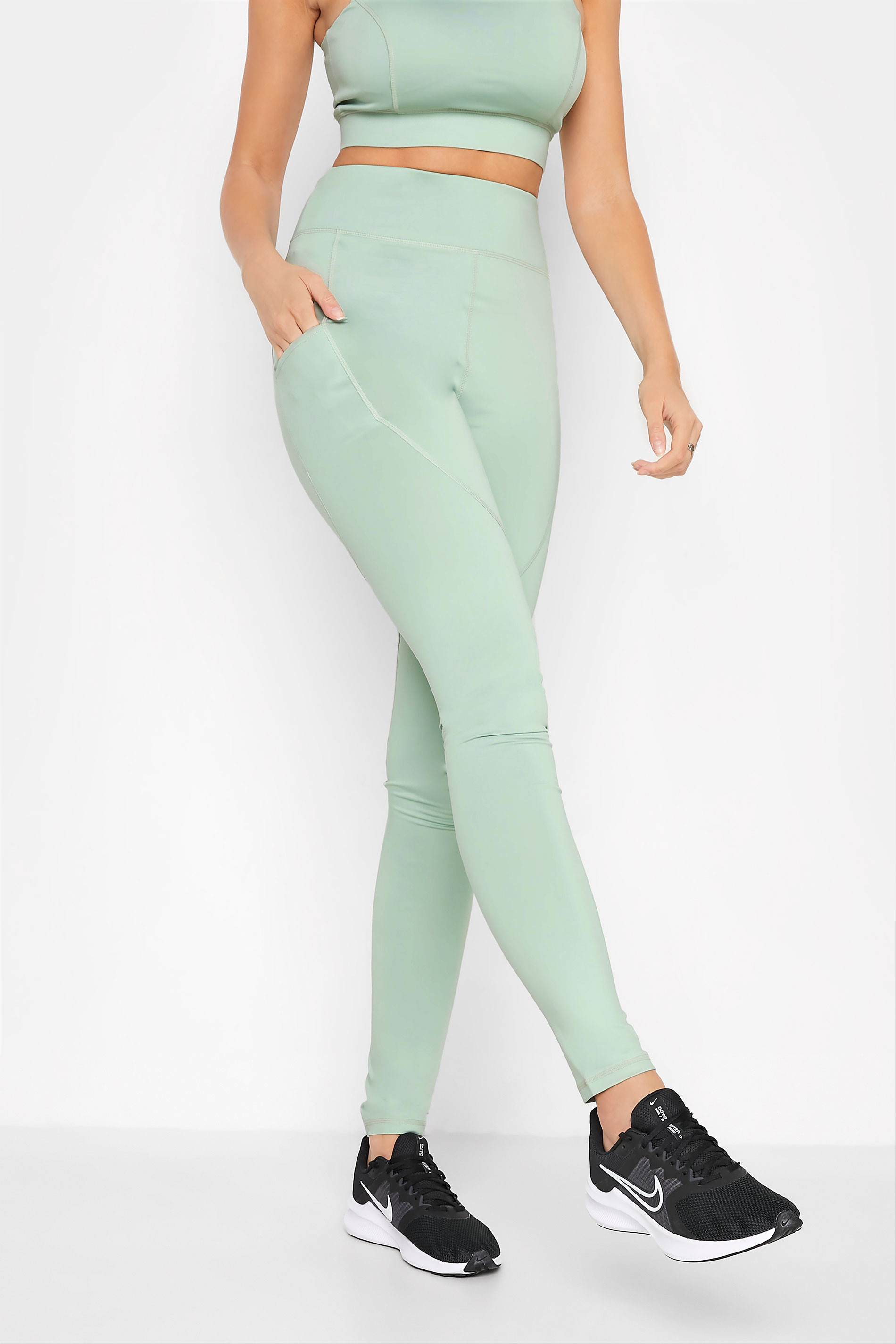 Tall Women's LTS ACTIVE Sage Green High Waisted Gym Leggings | Long Tall Sally | Long Tall Sally