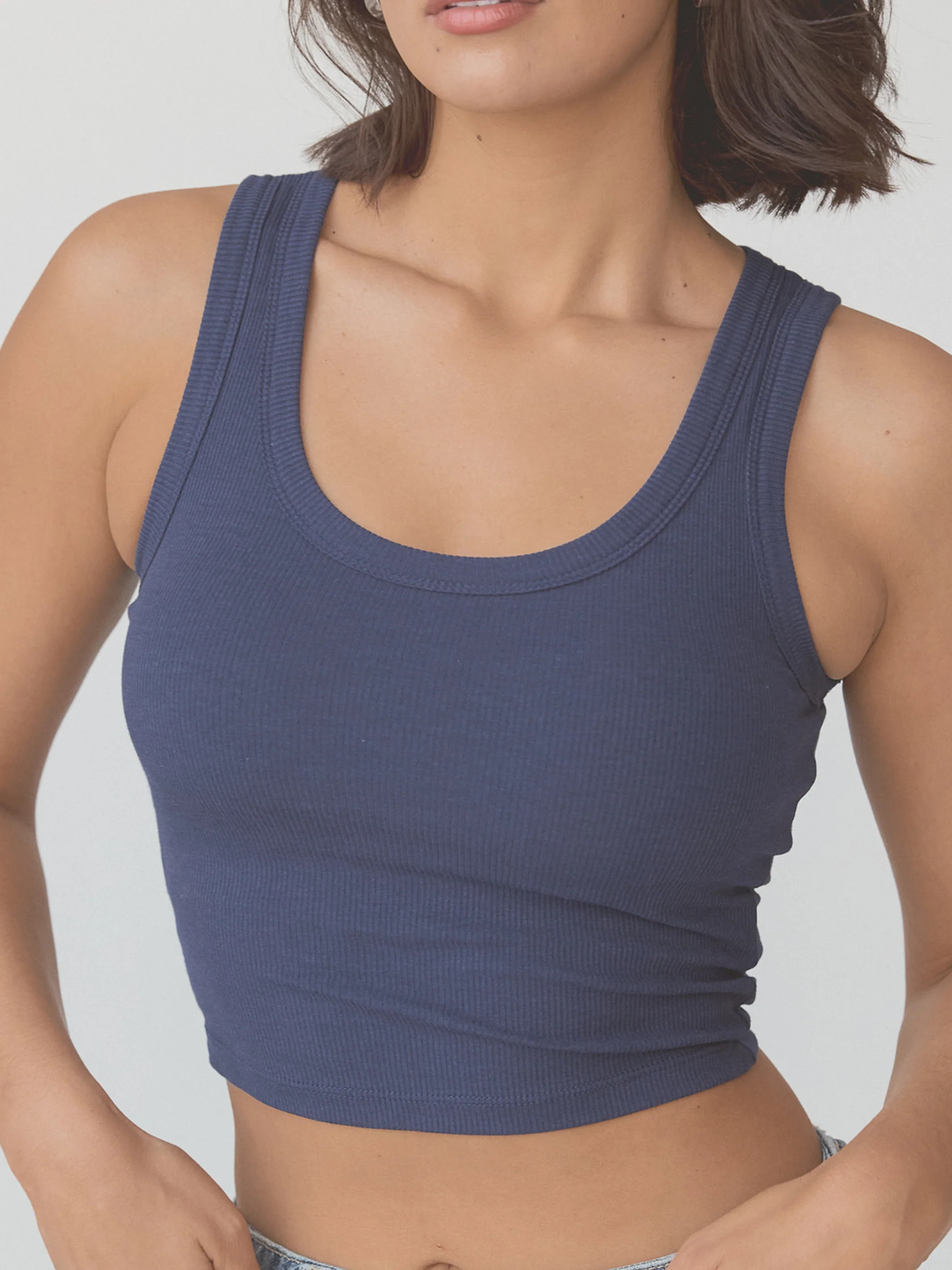 Bamboo Scoop Neck Brami Tank (Crop) | Klassy