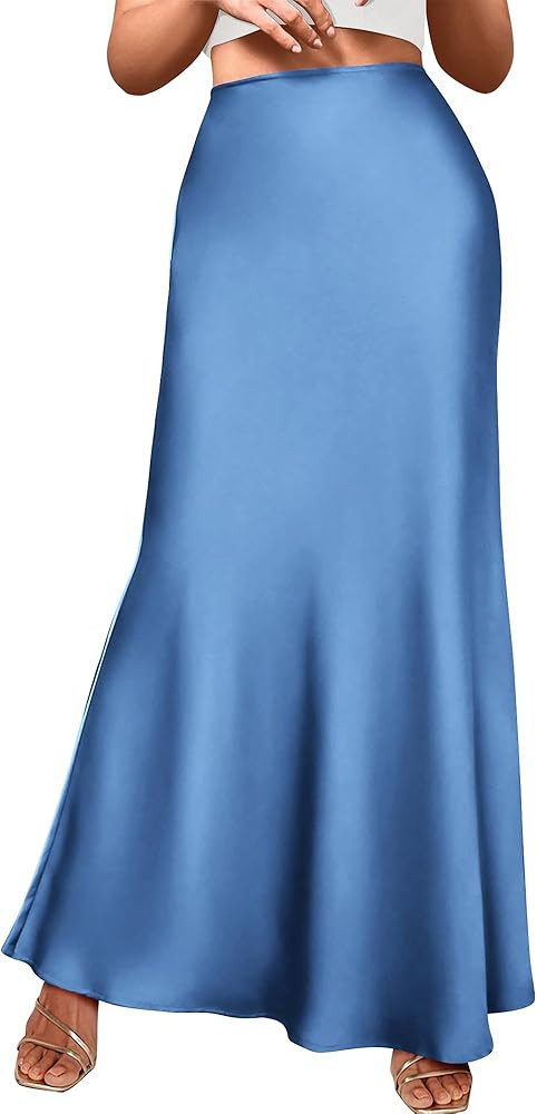 BTFBM Womens Summer Fall Skirt 2025 Silk Elegant High Waist Cocktail Party Wedding Mermaid Satin ... | Amazon (US)
