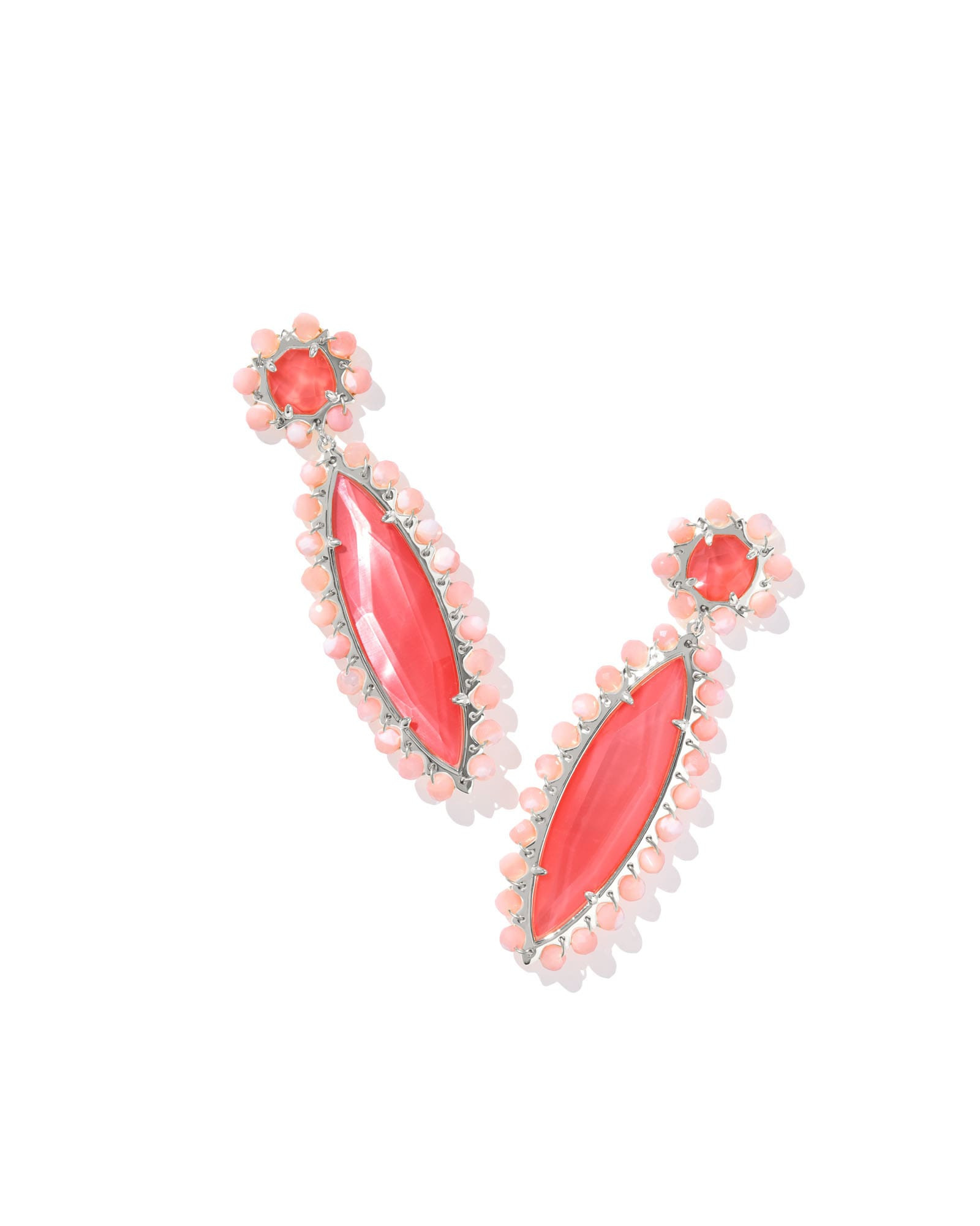 Kendra Scott Genevieve Silver Beaded Statement Earrings | Mother Of Pearl/Metal Rhodium | Kendra Scott