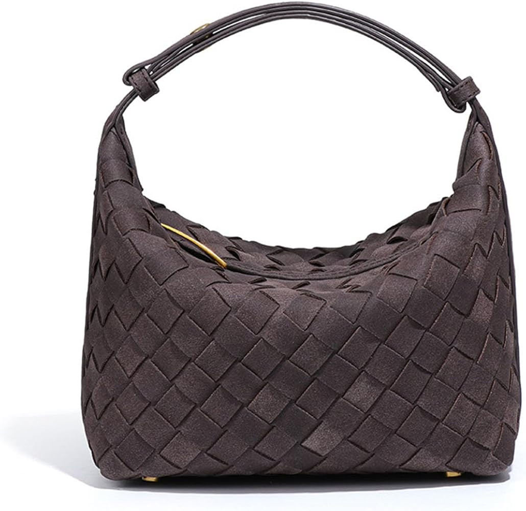 Luxurious Suede Hobo Bag - Women's Woven Leather Shoulder Bag with Spacious Interior | Amazon (US)