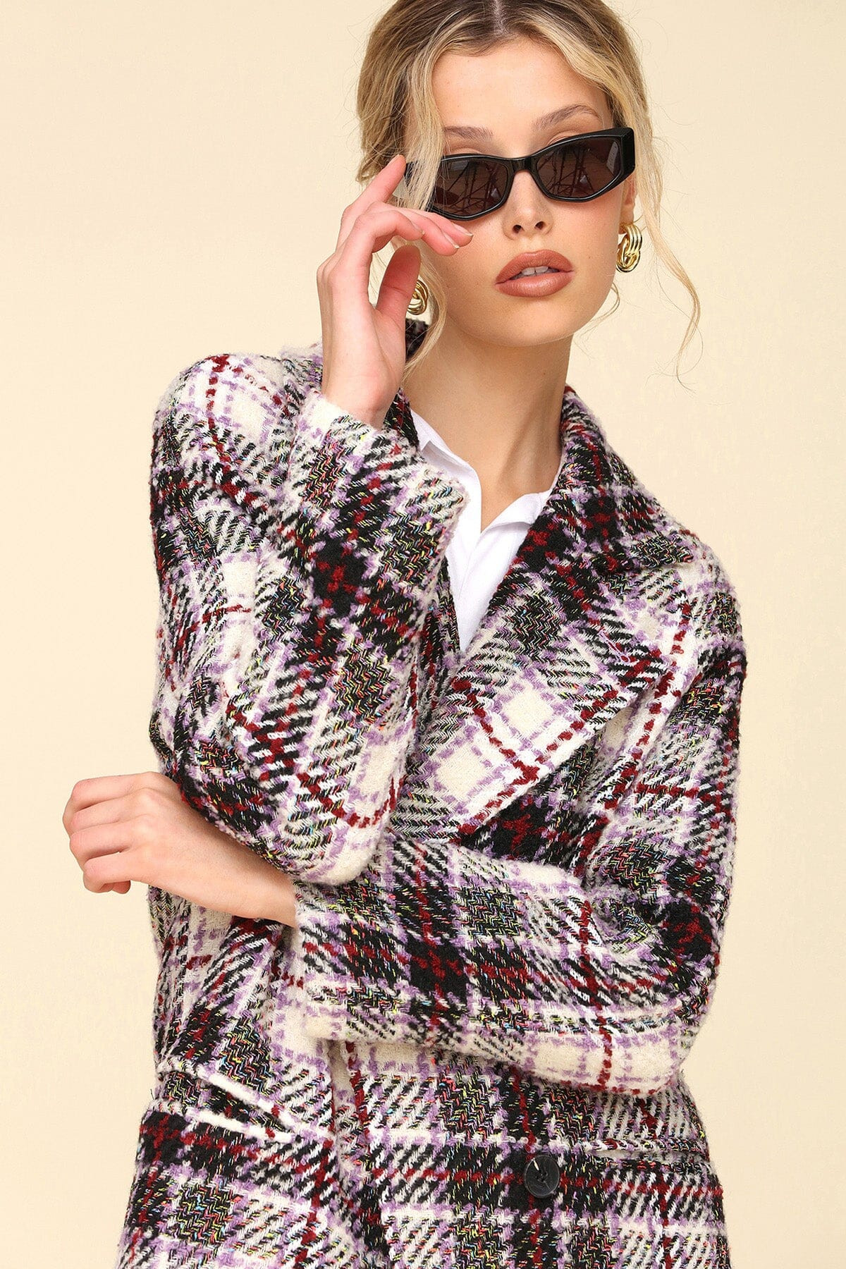 Plaid Bouclé Relaxed Raglan Coat | Avec Les Files