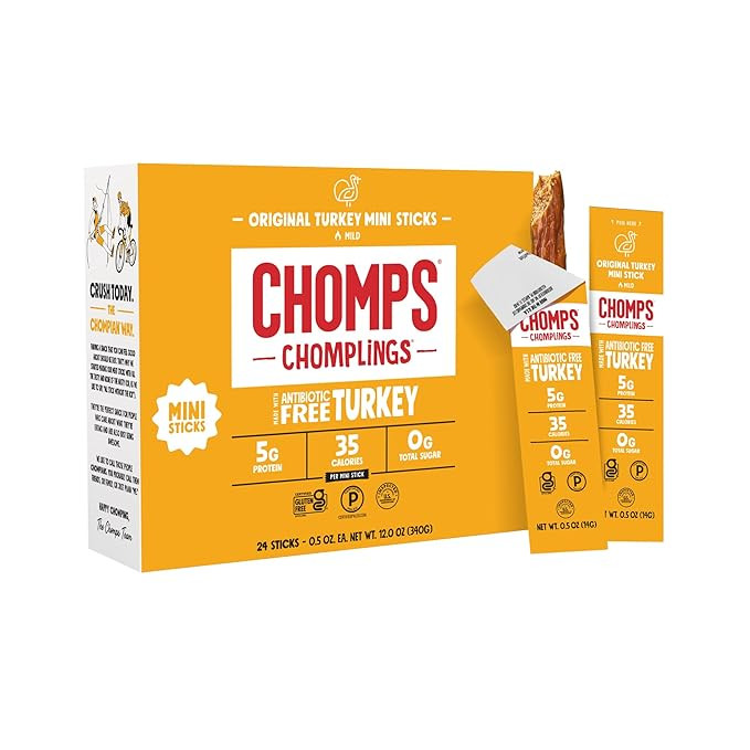 Chomps Original Turkey Chomplings Antibiotic Free, 24ct Protein Snack Stick | Keto, paleo snacks,... | Amazon (US)