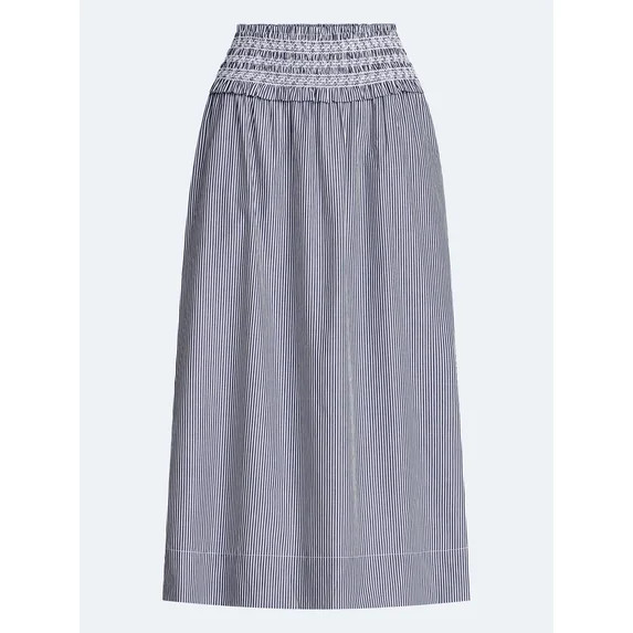 Free Assembly Women's and Women's Plus Striped Cotton Maxi Skirt with Smocked Waist, Sizes XS-4X | Walmart (US)