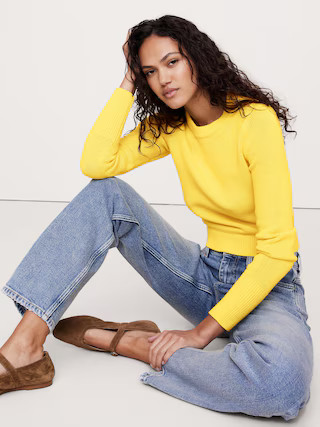 Cotton-Silk Crew-Neck Sweater | Banana Republic (US)