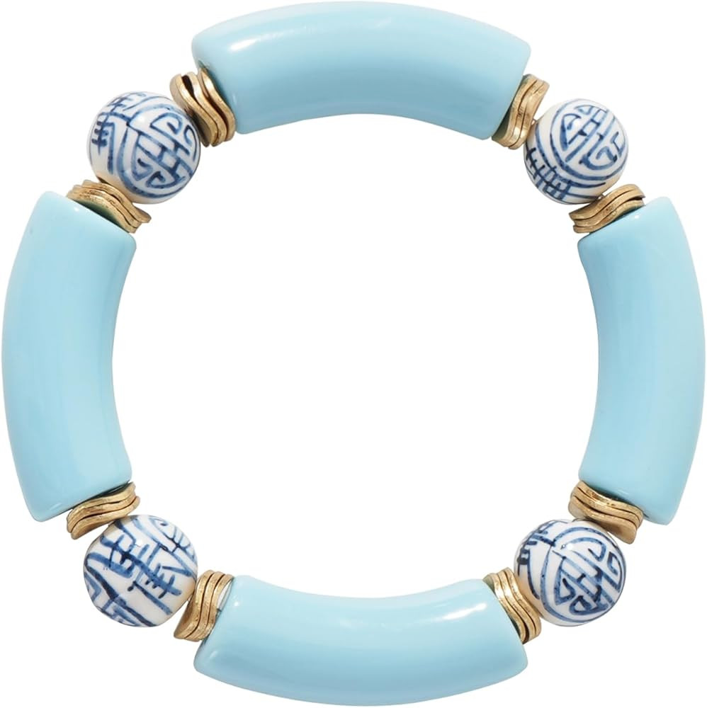 Bamboo Tube Bangle Bracelets for Women Stacking Chunky Colorful Acrylic Beads Stretch Bracelets F... | Amazon (US)