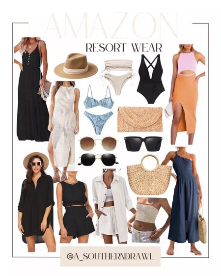 Vacation outfits - Amazon swim - swim suits - resort wear - what to wear on vacation - tote bags - beach coverups - crochet tops - Amazon sunglasses

#LTKswim #LTKtravel #LTKstyletip