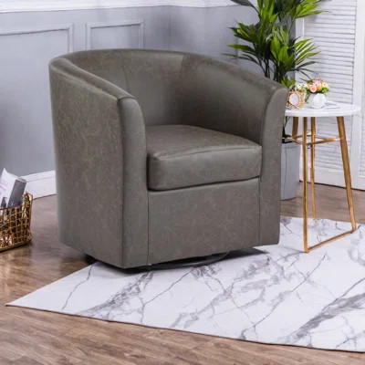 Elegant Swivel Accent Chair, Faux Leather Modern Design For Home Entertaining | Wayfair North America