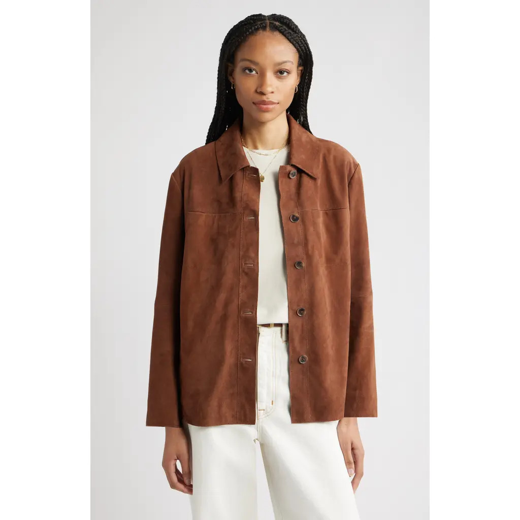 Nordstrom Suede Shirt Jacket in Brown Mustang at Nordstrom Rack, Size Xx-Large | Nordstrom Rack