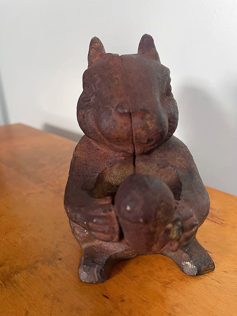 Antique Cast Iron Squirrel Holding Acorn Statue Door Stopper - Etsy | Etsy (US)