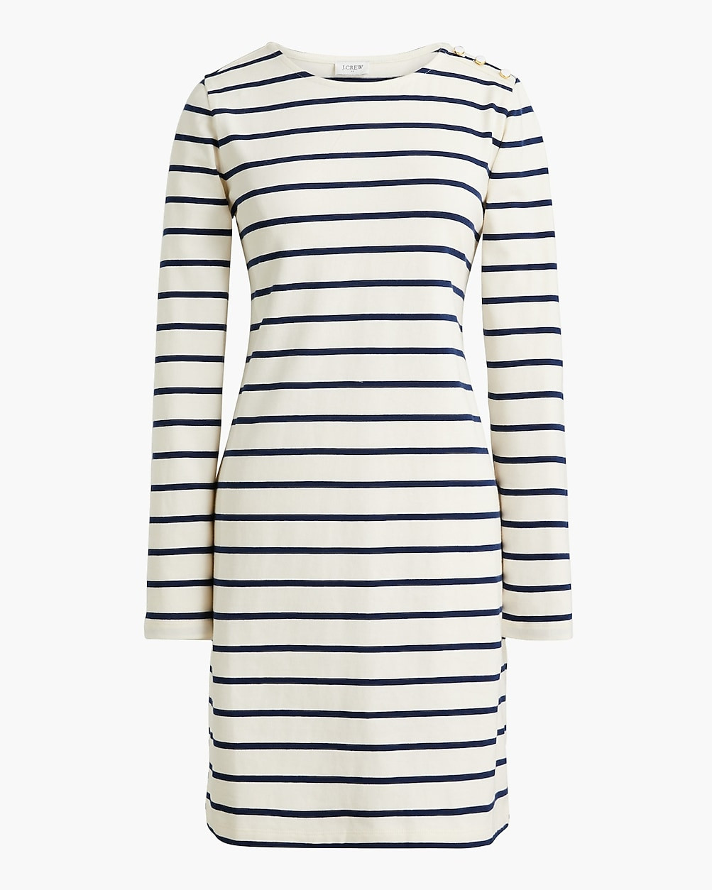 Striped button-shoulder mini dress | J.Crew Factory