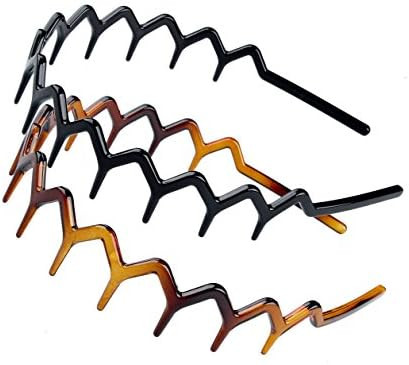 Set of 2 Zig Zag Black Plastic Sharks Tooth Hair Comb Headband (1 Black Color+1 brown) | Amazon (US)