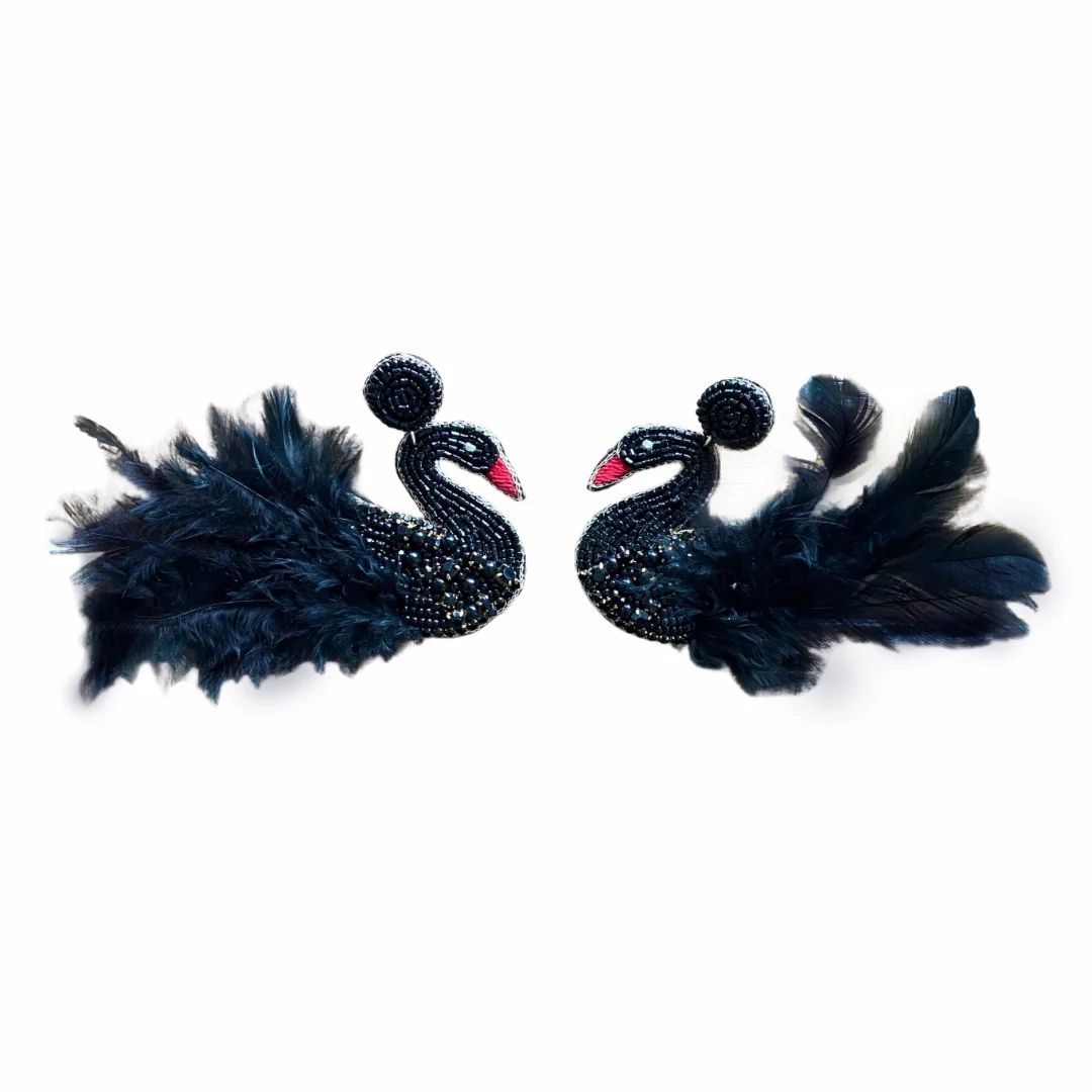 Black Swan Feather Earrings | Beth Ladd Collections