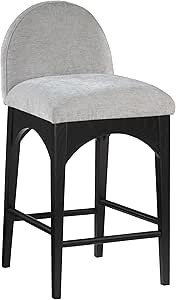 Meridian Furniture 392Grey-C Waldorf Collection Art Deco Stool with Soft Light Grey Chenille Fabr... | Amazon (US)