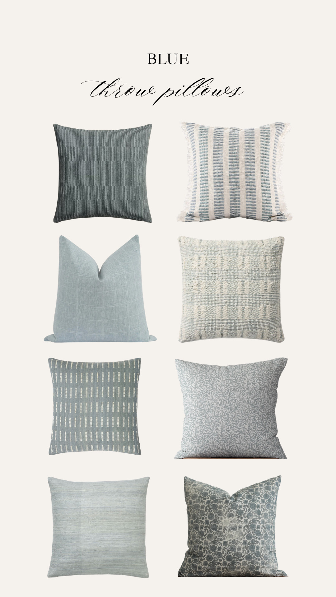 Solid, patterned, floral, textured blue throw pillows 

 

#LTKHome