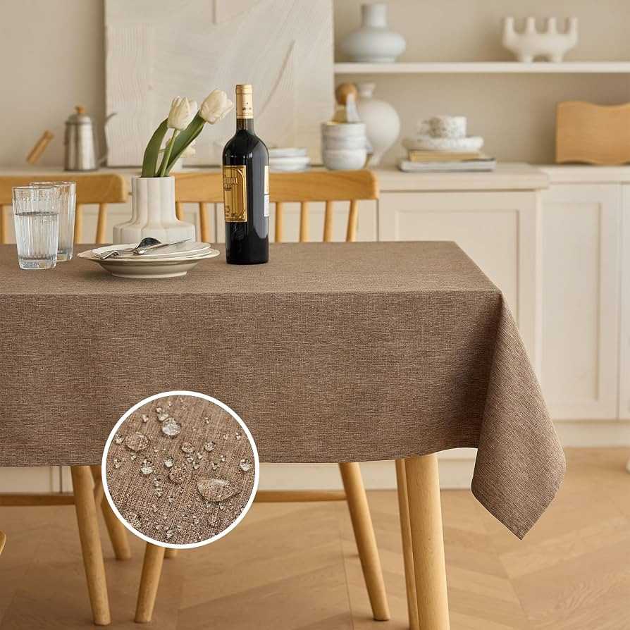 Decorelia Waterproof Rectangular Linen Tablecloth for Dining Room, Rustic Farmhouse Tablecloth fo... | Amazon (CA)
