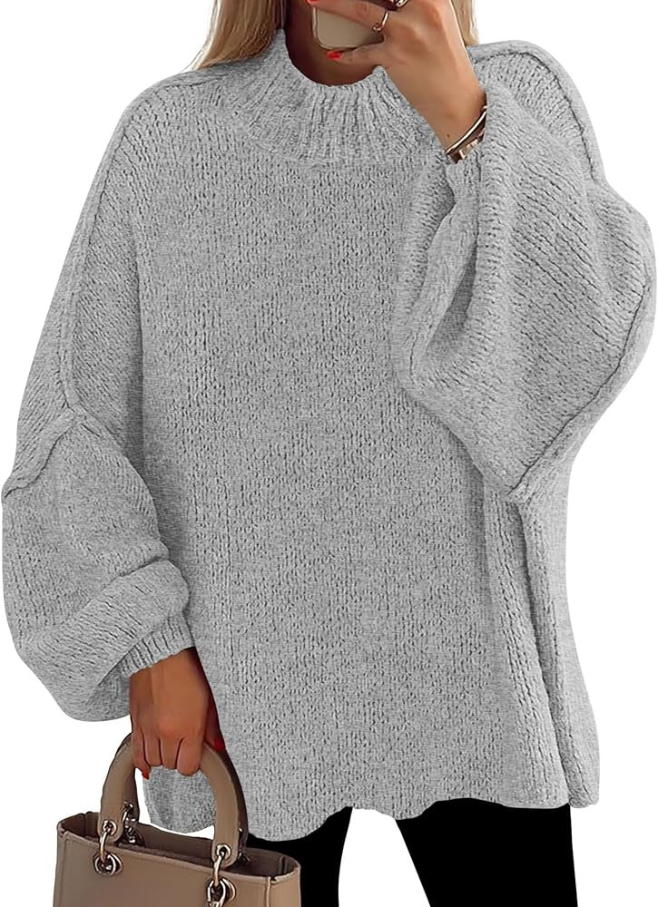 PRETTYGARDEN Women's 2025 Fall Oversized Sweaters Chunky Knit Mock Neck Long Sleeve Casual Trendy... | Amazon (US)