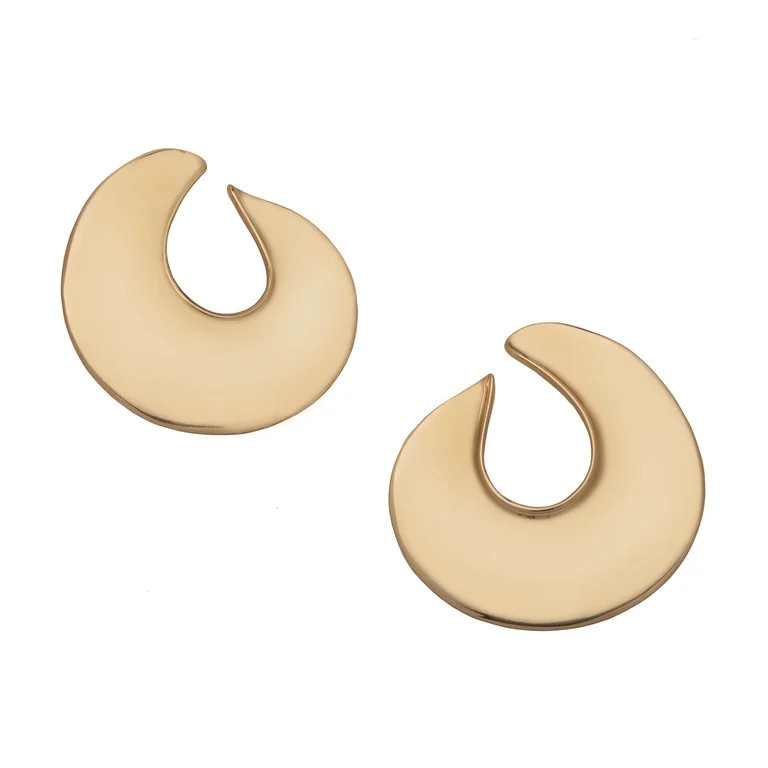 Time and Tru Women's Gold Tone Modern Open Hoop Earrings | Walmart (US)