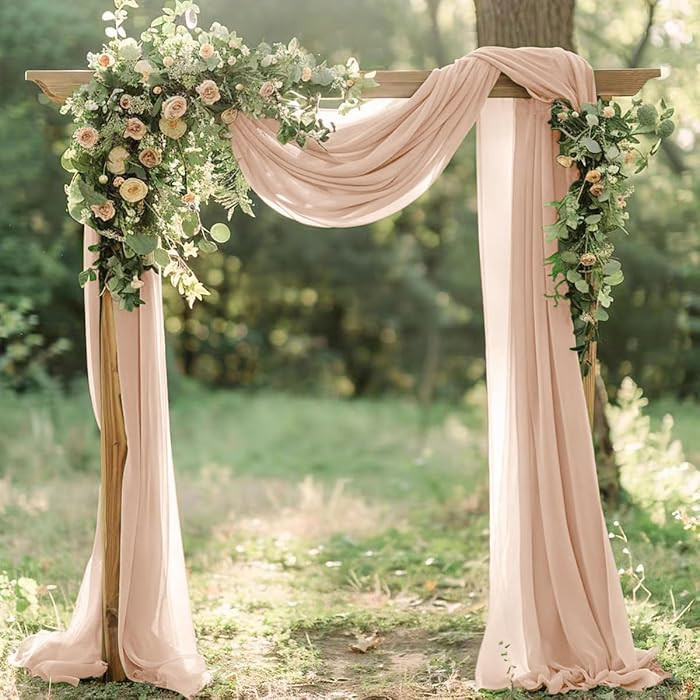 Santaben Nude Sheer Elegant Arch Draping Fabric 1 Panel 29" × 20Ft Sheer Chiffon Curtain Drape f... | Amazon (US)