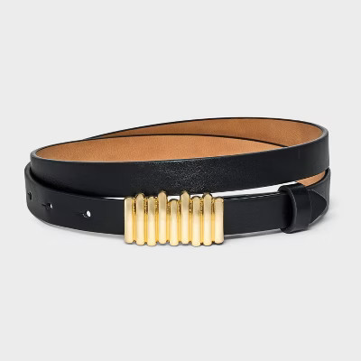 Women's Long Square Peg Buckle Belt - A New Day™ Black XXL: Adjustable Strap, Solid Pattern, Skinny Style | Target