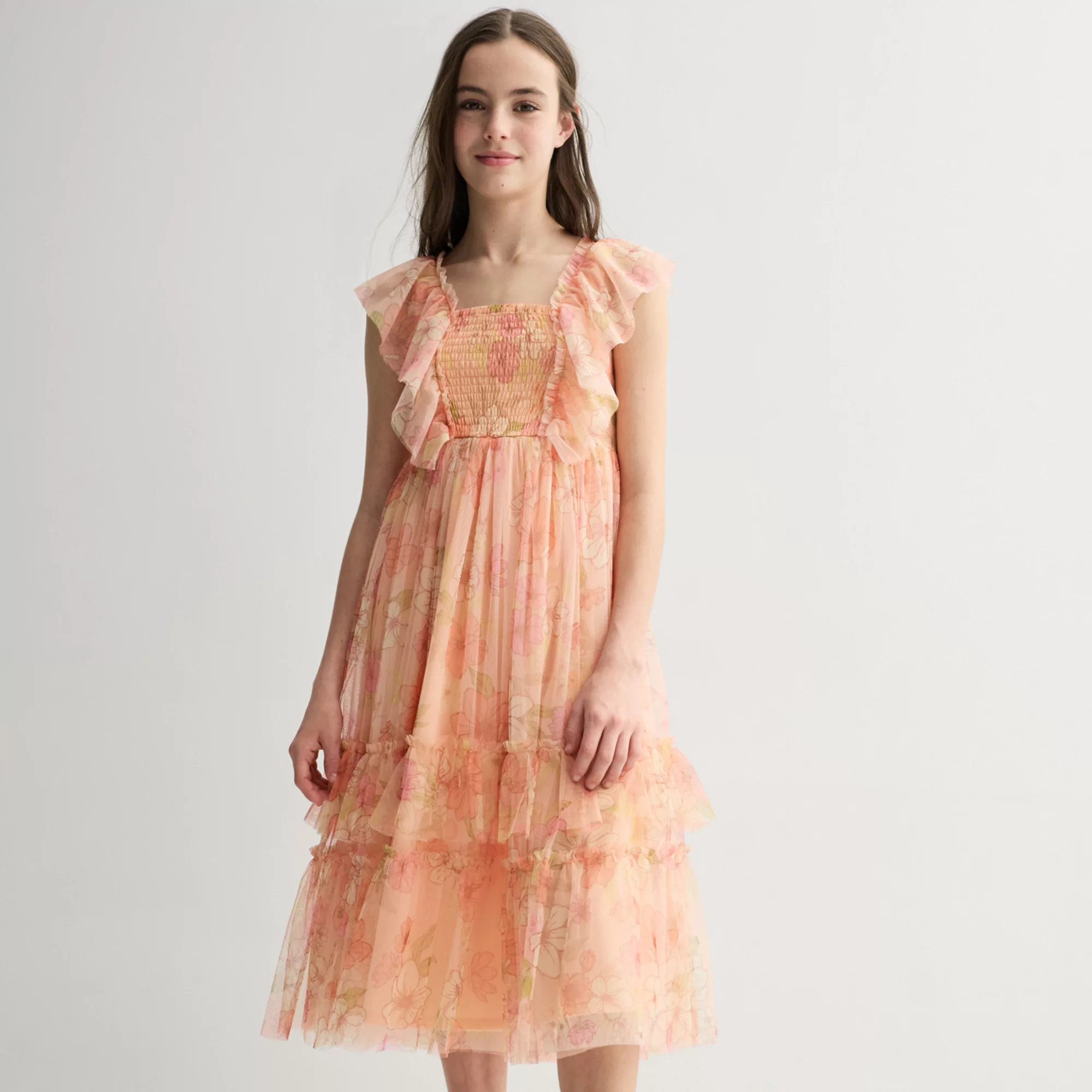 Girls 7-16 Bonnie Jean Smocked Mesh Maxi Dress | Kohl's