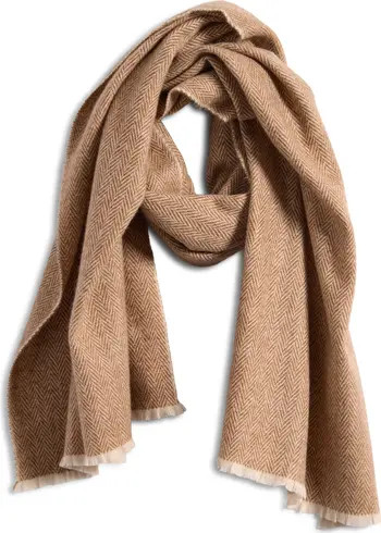 Herringbone Cashmere Fringe Scarf | Nordstrom