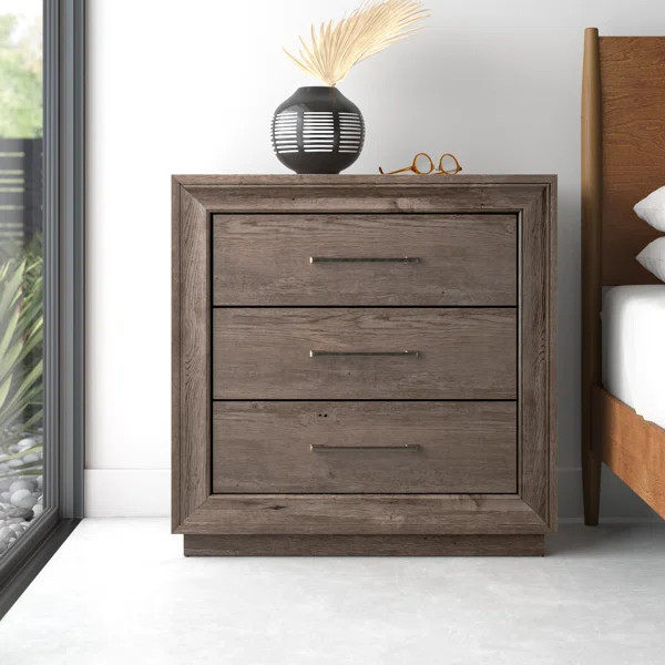 Elitia 3 - Drawer Nightstand in Gray | Wayfair North America