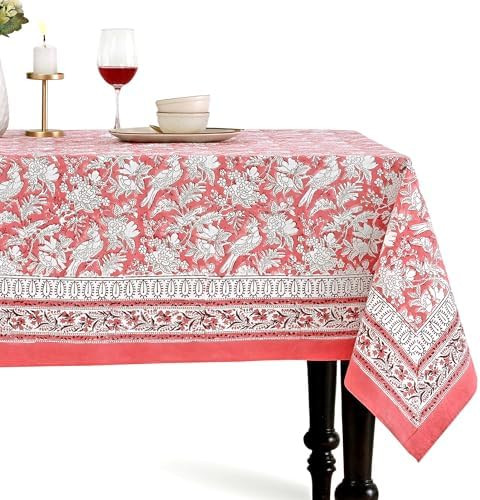 CPC Tablecloth 100% Cotton 60x90 Inch Indian Block Print Rectangle Table Cover, Washable Table Cl... | Amazon (US)