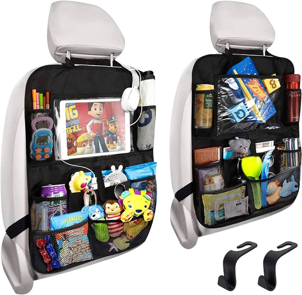 Car Storage Organizer 2 PCS,Car Backseat Organizer for Kids with 10.5 inch Tablet Holder kick mat... | Amazon (US)