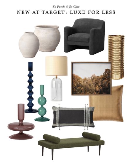 NEW luxe for less at Target!
-
Target home decor - threshold decor - affordable home decor - minimalist home decor - colored glass candlesticks - olive green minimalist daybed - vintage framed artwork - metallic gold pillow cover - affordable throw pillow - black outdoor throw pillow with tassels - black armchair upholstered affordable - clear glass base table lamp studio McGee target - gold ribbed metal vase - living room decor - rustic planters target 

#LTKhome #LTKfindsunder50 #LTKfindsunder100