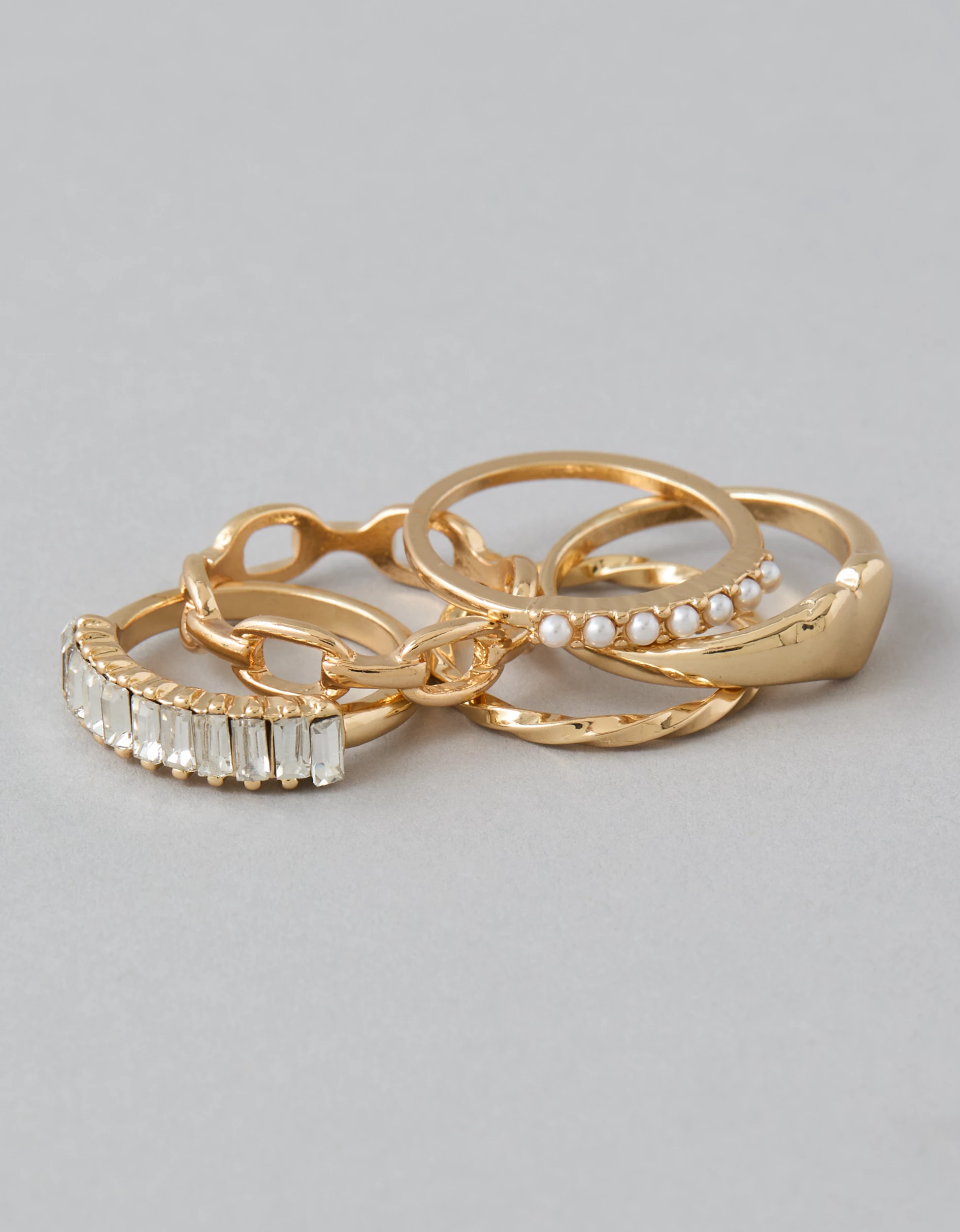 AEO Pearl & Crystal Ring 5-Pack | American Eagle Outfitters (US & CA)