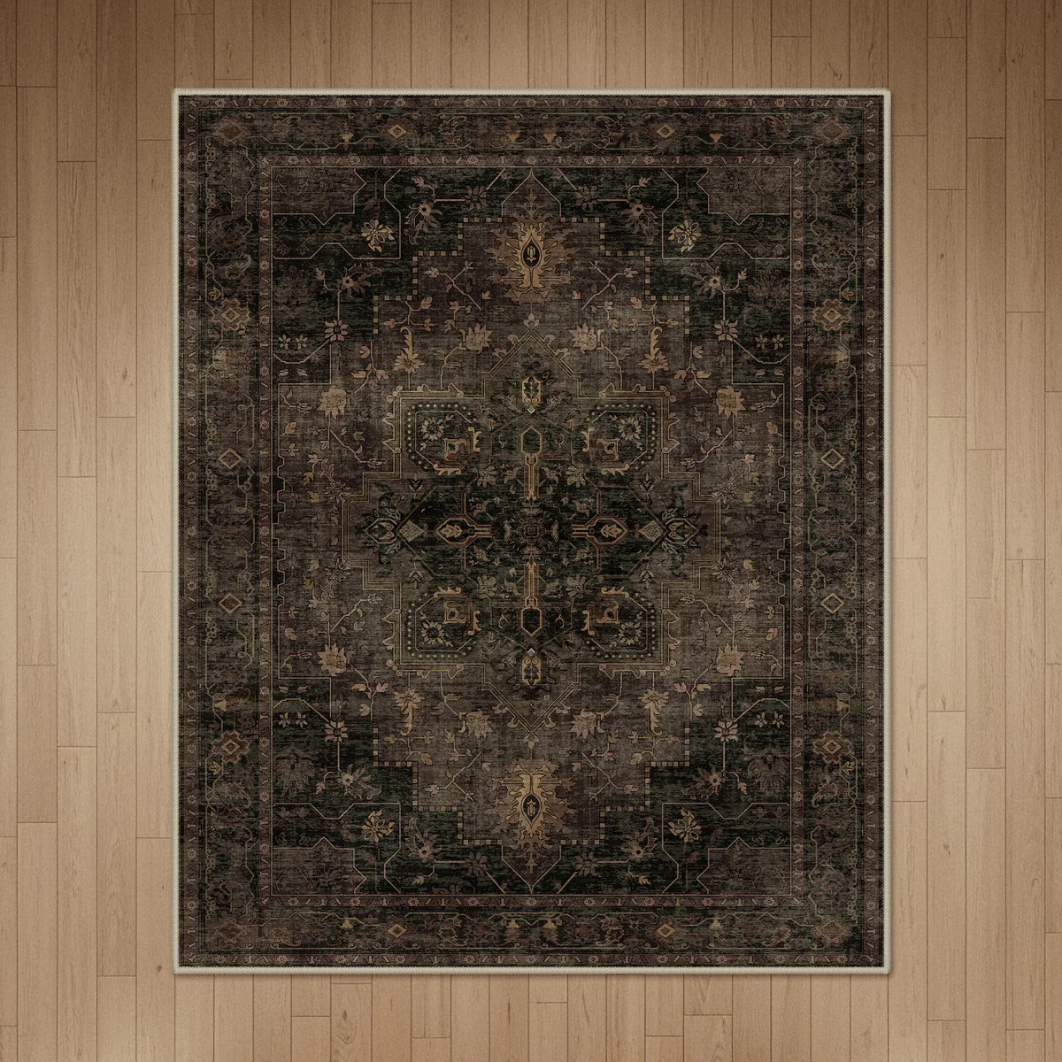 Oriental Performance Charcoal / Chocolate Area Rug, Machine Washable | Wayfair North America