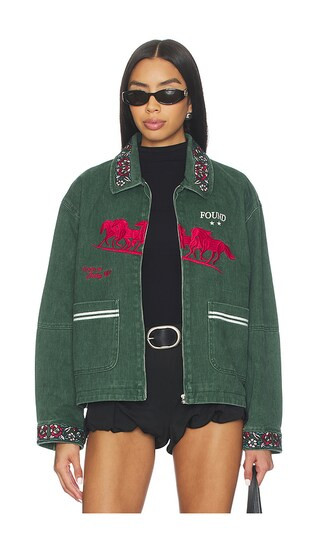 Jockey Club Embroidered Work Jacket in Vintage Forest | Revolve Clothing (Global)