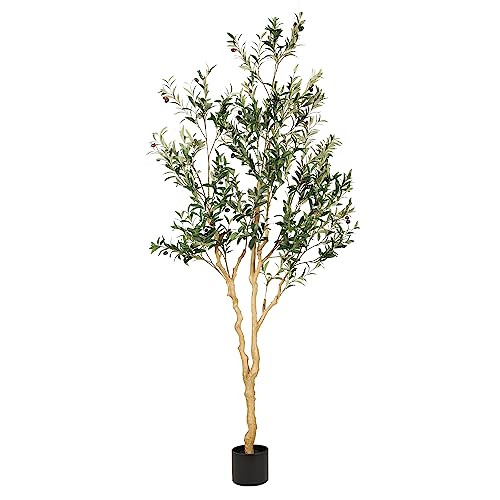 Realead Faux Olive Tree 7ft - Realistic Tall Silk Olive Trees Artificial Indoor Decor - Large Pot... | Amazon (US)