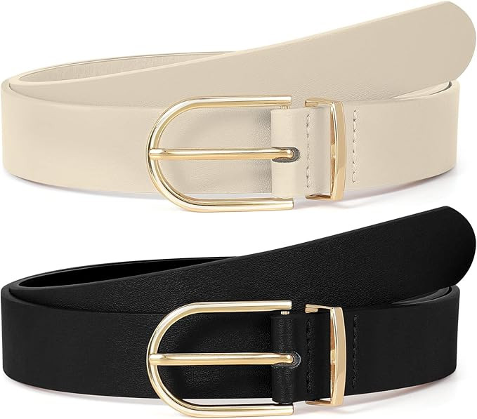SUOSDEY 2 Pack Women Soft Faux Leather Waist Belt for Ladies Jeans Dress Chic belt with Pin Buckl... | Amazon (US)