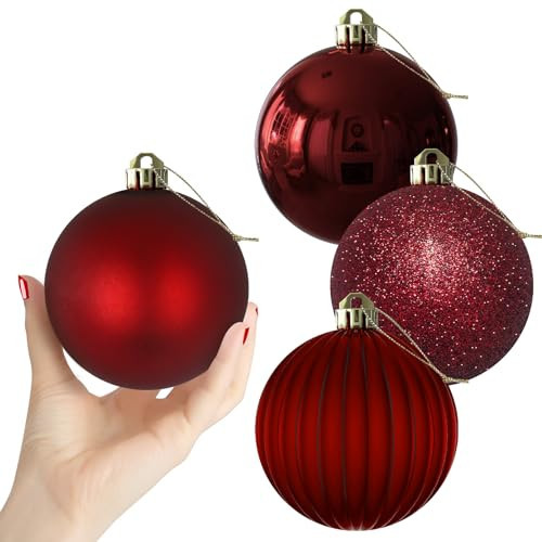 Maroon Large Christmas Balls-Christmas Tree Decoration Ornaments Shatterproof Hanging Balls for Hanukkah New Year Valentine Holiday Decorations Burgundy Wine Red Dark Red Ornaments,XL(4.0'')4PCS | Amazon (US)